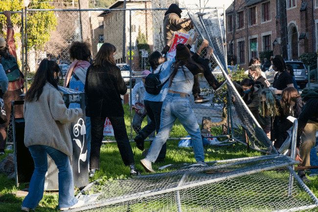 Students tear down fences on People's Park