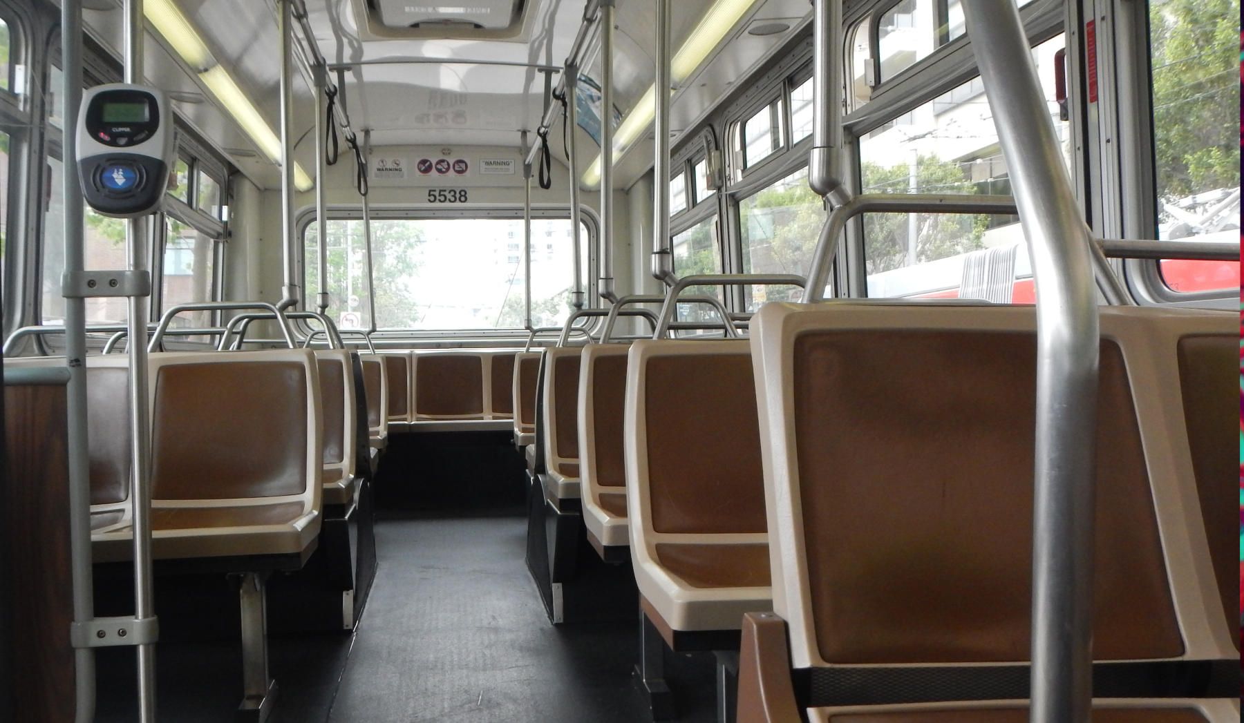 Back of empty public bus